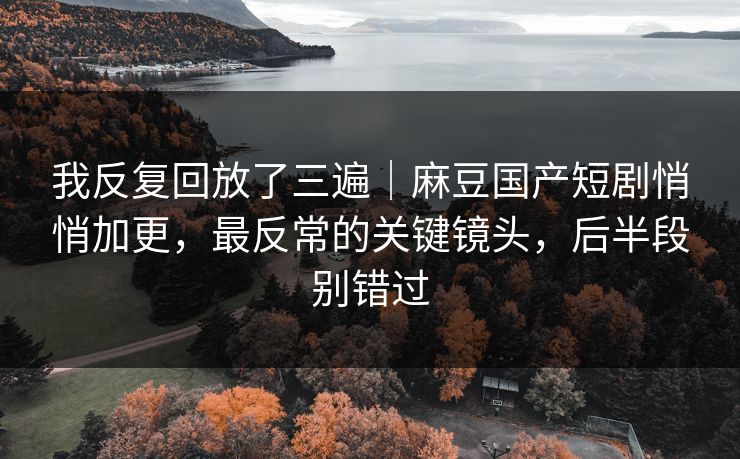 我反复回放了三遍｜麻豆国产短剧悄悄加更，最反常的关键镜头，后半段别错过