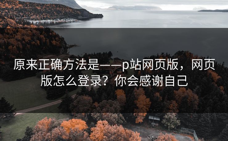 原来正确方法是——p站网页版，网页版怎么登录？你会感谢自己