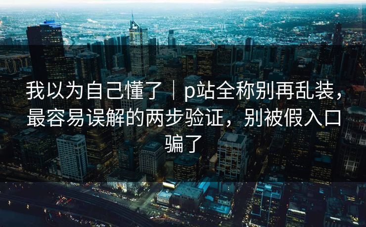 我以为自己懂了｜p站全称别再乱装，最容易误解的两步验证，别被假入口骗了