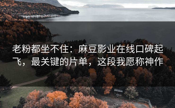 老粉都坐不住：麻豆影业在线口碑起飞，最关键的片单，这段我愿称神作