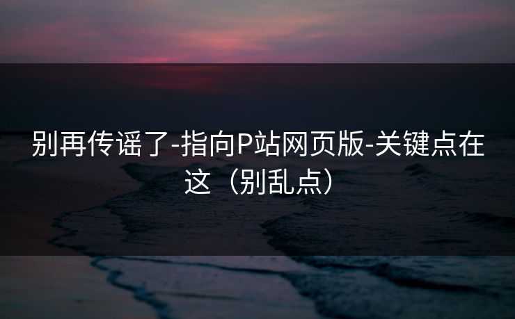 别再传谣了-指向P站网页版-关键点在这（别乱点）