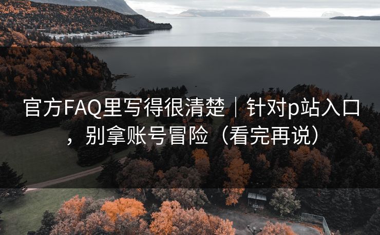 官方FAQ里写得很清楚｜针对p站入口，别拿账号冒险（看完再说）
