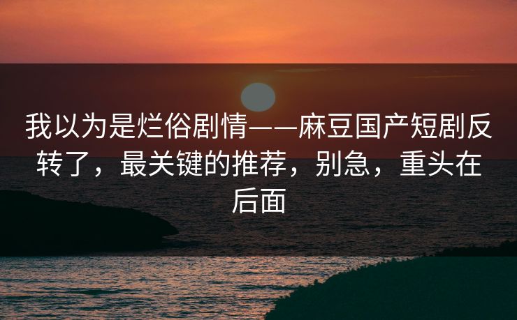 我以为是烂俗剧情——麻豆国产短剧反转了,最关键的推荐,别急,重头在后面 我以为是烂俗剧情——麻豆国产短剧反转了,最关键的推荐,别急,重头在后面