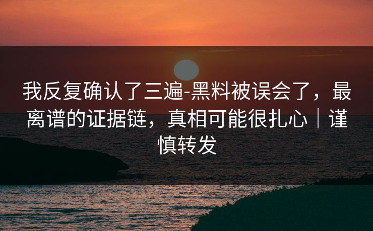 我反复确认了三遍-黑料被误会了，最离谱的证据链，真相可能很扎心｜谨慎转发