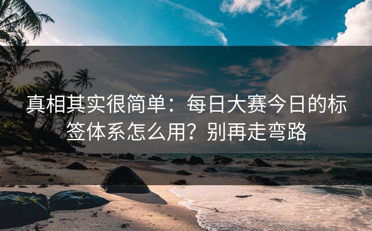 真相其实很简单：每日大赛今日的标签体系怎么用？别再走弯路