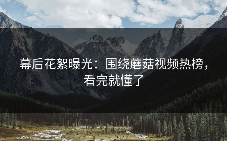 幕后花絮曝光：围绕蘑菇视频热榜，看完就懂了