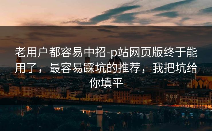 老用户都容易中招-p站网页版终于能用了，最容易踩坑的推荐，我把坑给你填平