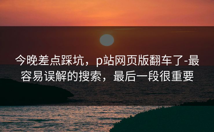 今晚差点踩坑，p站网页版翻车了-最容易误解的搜索，最后一段很重要