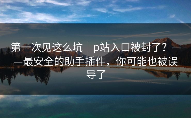 第一次见这么坑｜p站入口被封了？——最安全的助手插件，你可能也被误导了