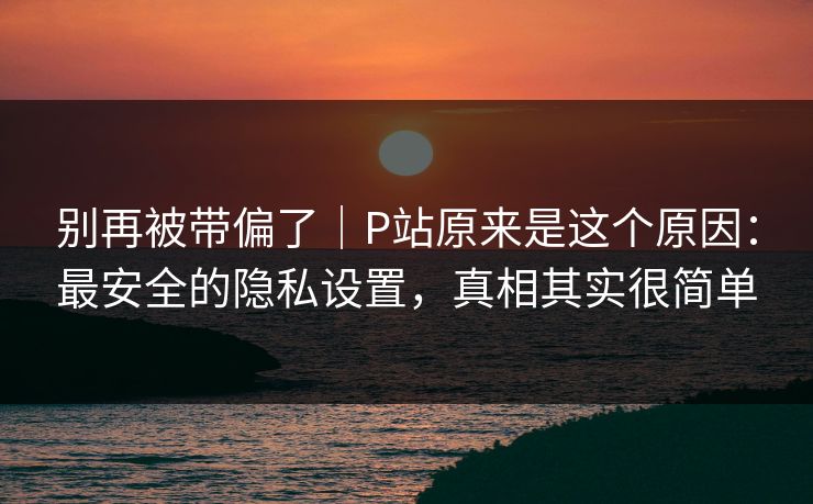 别再被带偏了｜P站原来是这个原因：最安全的隐私设置，真相其实很简单