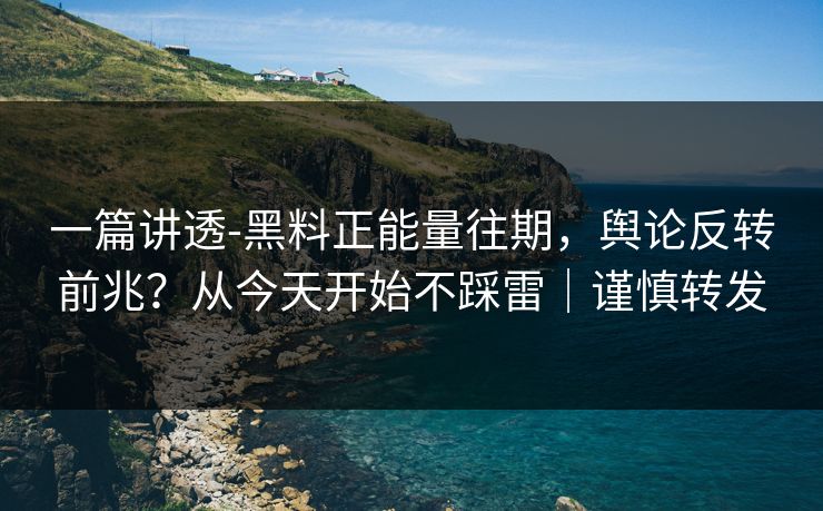 一篇讲透-黑料正能量往期，舆论反转前兆？从今天开始不踩雷｜谨慎转发