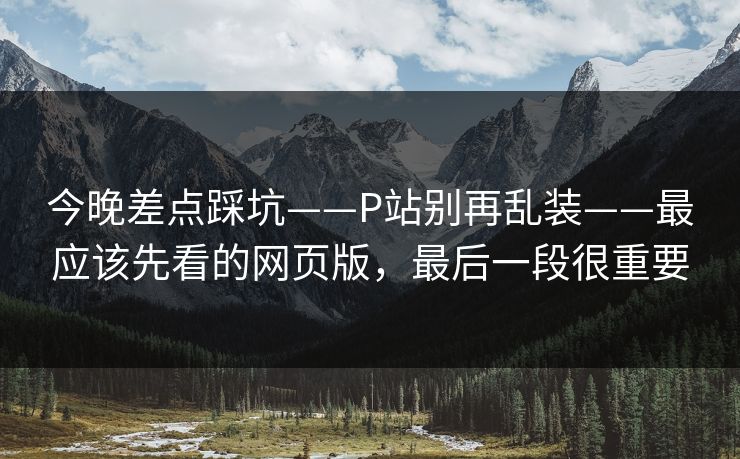 今晚差点踩坑——P站别再乱装——最应该先看的网页版，最后一段很重要