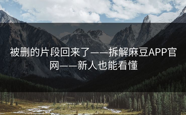 被删的片段回来了——拆解麻豆APP官网——新人也能看懂