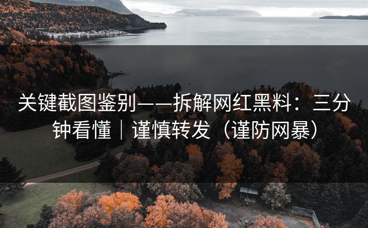 关键截图鉴别——拆解网红黑料：三分钟看懂｜谨慎转发（谨防网暴）