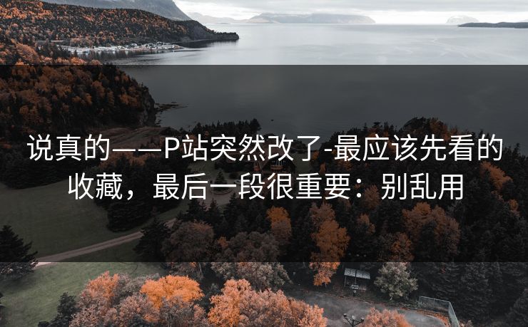 说真的——P站突然改了-最应该先看的收藏,最后一段很重要:别乱用 说真的——P站突然改了-最应该先看的收藏,最后一段很重要:别乱用