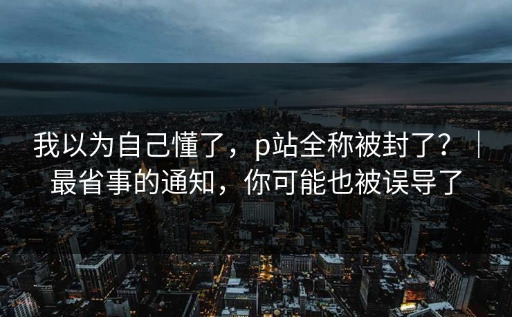 我以为自己懂了，p站全称被封了？｜最省事的通知，你可能也被误导了